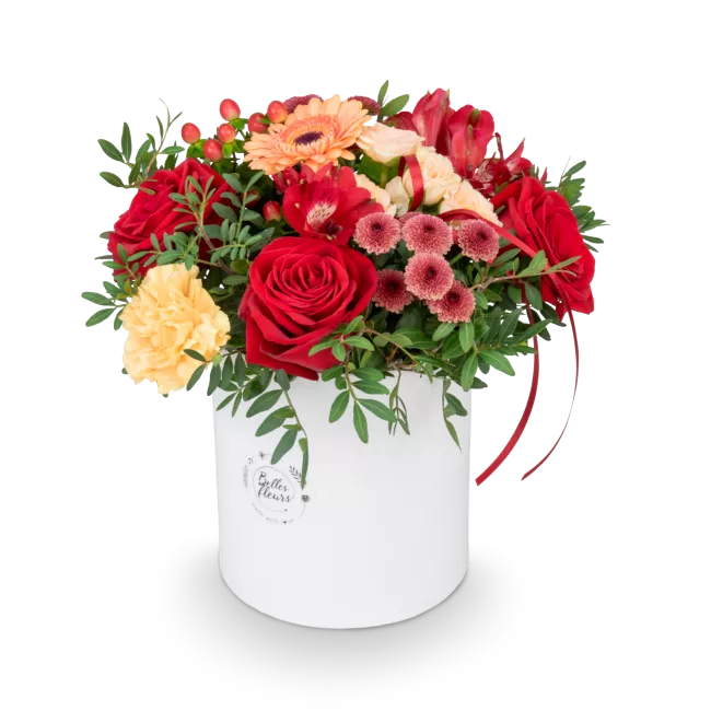 Box červených květů